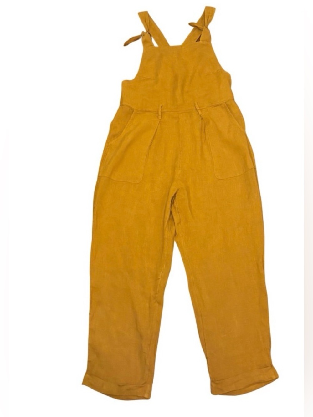 Free People 100% Linen Jumpsuit Overalls - Mustard Yellow - Size S